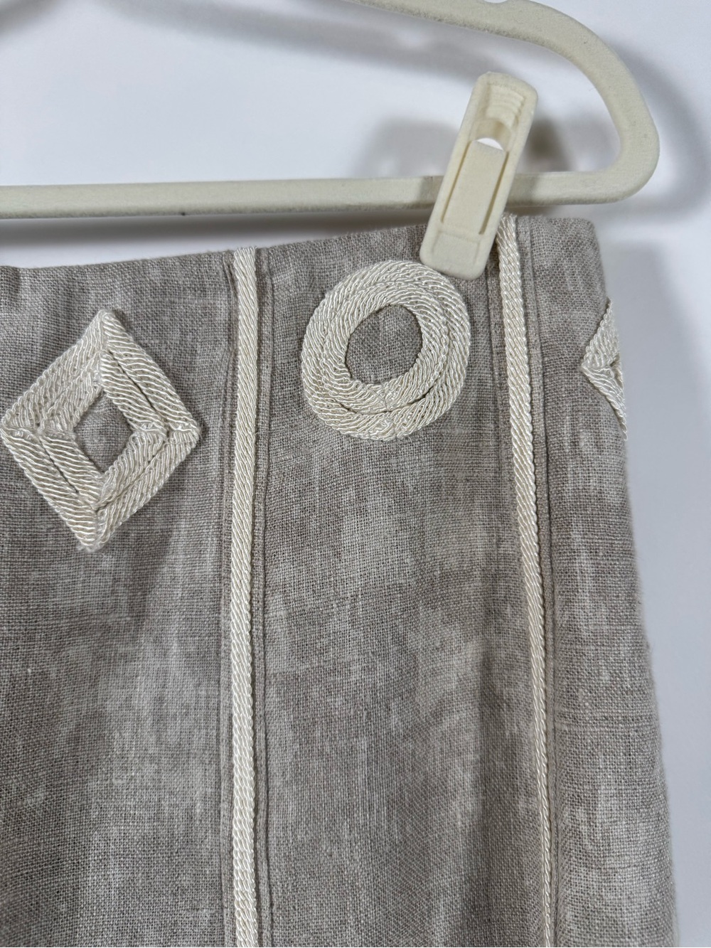 Blue Ice VTG 100% Linen Embroidered Midi Skirt Boho Coastal Minimalist Lagenlook - Picture 2 of 9